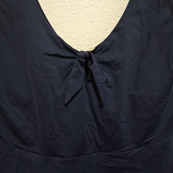 Lands' End Women's Modest Tie Front Peplum Tankini Top Navy Size 14 D - Picture 9 of 9